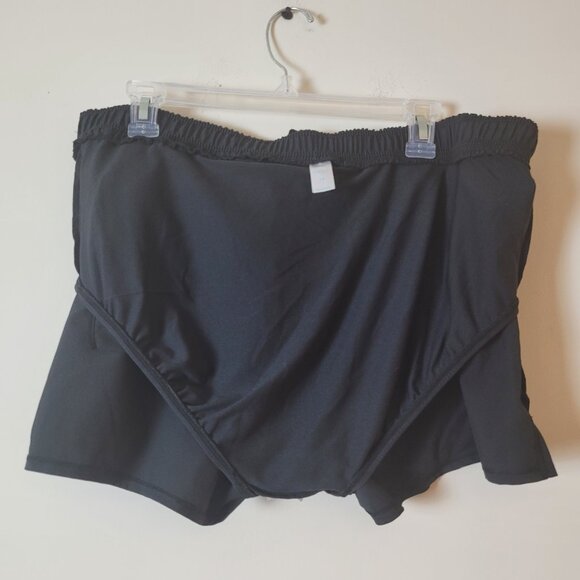 Bal Harbour Swim Shorts Women's 1X black Taslan plus sport gym brief tie pockets - Picture 15 of 16